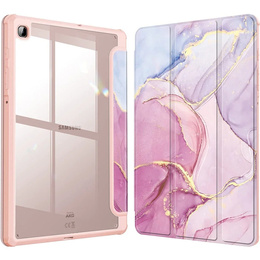 Stylowe etui do Samsung Galaxy Tab S6 Lite 10.4" 2020/2022/2024 – Smartcase Hybrid Marble różowe