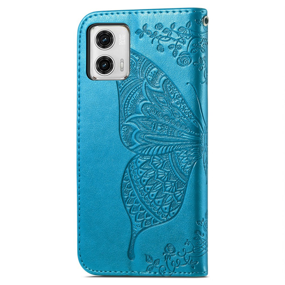 Etui z klapką do Motorola Moto G73 5G, Butterfly, niebieskie