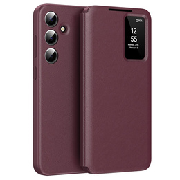 Etui z klapką do Samsung Galaxy A55 5G – red wine, Smart View Wallet z kieszenią na kartę