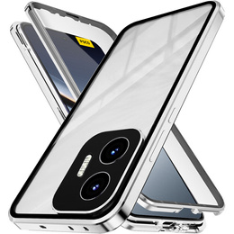 Etui do Xiaomi Poco F7, Magnetic Dual Glass, srebrne