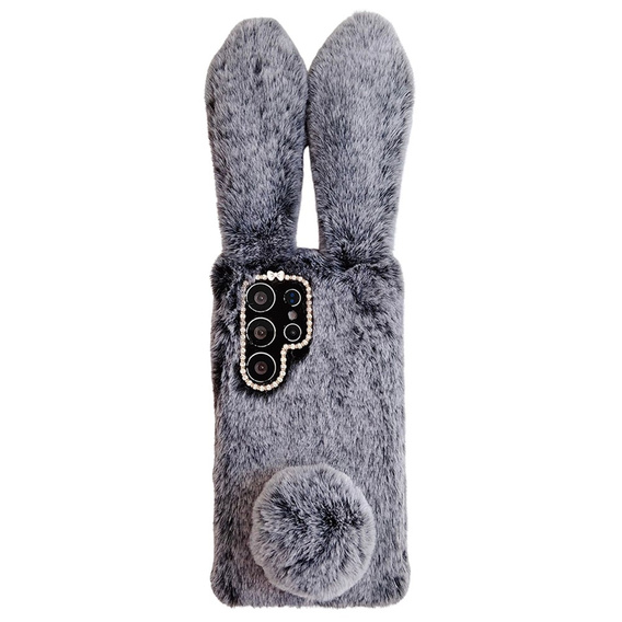 Etui do Samsung Galaxy S25 Ultra, Bunny Ears Furry, szare