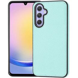 Etui skórzane do Samsung Galaxy A25 5G, Obudowa Lychee leather Case, niebieskie + Szkło 9H