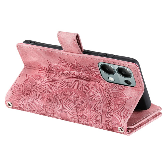 Etui z klapką do Xiaomi Redmi Note 13 Pro 4G / Xiaomi Redmi Note 14S / Xiaomi Poco M6 Pro 4G, Mandala, różowe rose gold