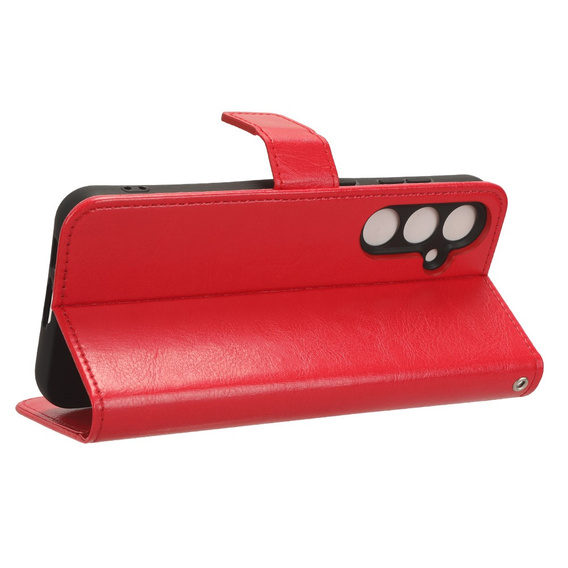 Etui z klapką do Samsung Galaxy S23 FE, Crazy Horse Wallet, czerwone