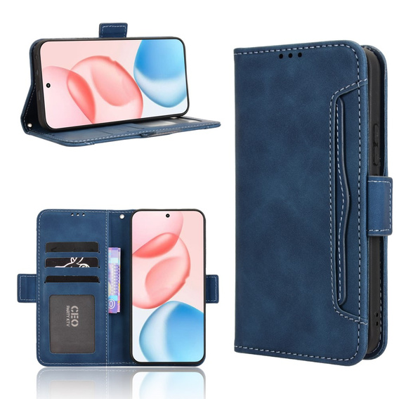 Etui z klapką do Honor 400 5G, Card Slot, granatowe