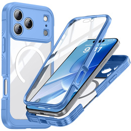 Etui do iPhone 17 Pro Max, Shockproof, ze szkłem, do MagSafe, niebieskie