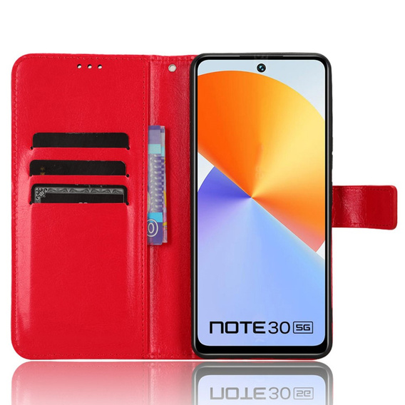 Etui z klapką do Infinix Note 30, Crazy Horse Wallet, czerwone