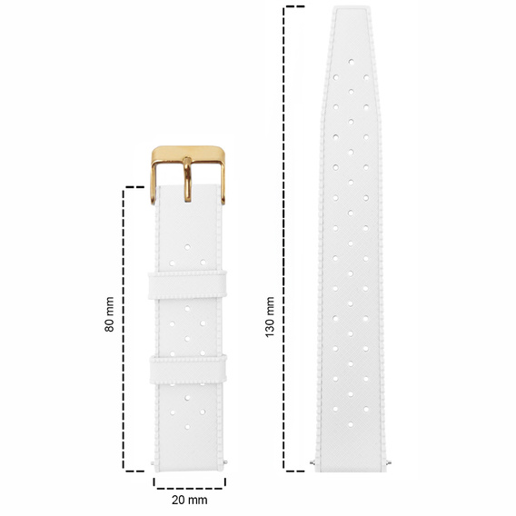 Pasek Silikonowy ERBORD Uniwersalny 20mm, Tropic, biały / złota klamra