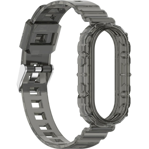 Pasek Silikonowy do Xiaomi Smart Band 10 / 9 / 8, Przezroczysty czarny