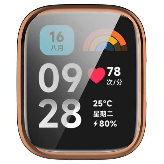 2w1 Etui z Osłoną na ekran do Xiaomi Redmi Watch 3 Active, Różowe rose gold