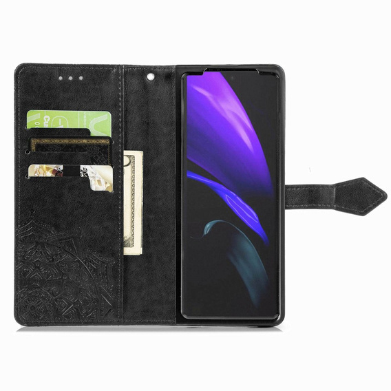 Etui z klapką do Samsung Galaxy Z Fold 4 5G, Mandala, czarne