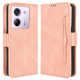 Etui z klapką do Xiaomi Poco M7 Pro 5G, Card Slot, różowe