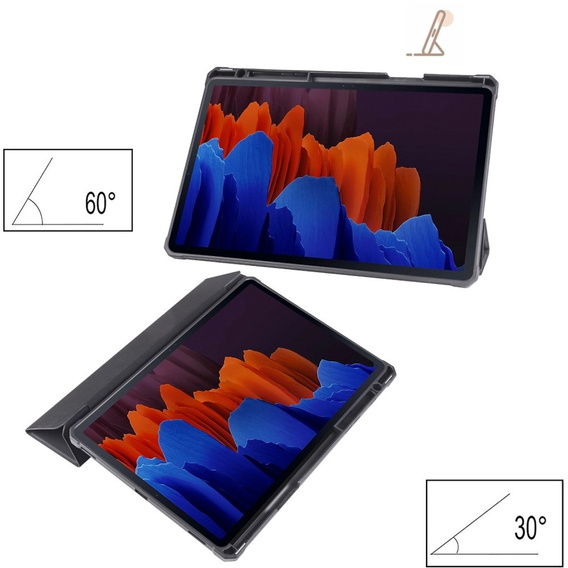 Etui do Samsung Galaxy Tab S7 Plus / Tab S7 FE, Smartcase Hybrid, z miejscem na rysik, czarne