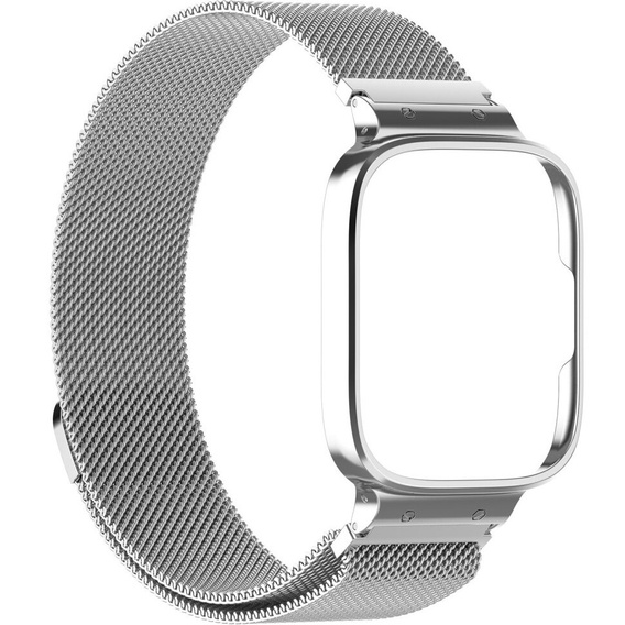 Pasek Bransoleta Milanese z Etui do Xiaomi Redmi Watch 3 Active, Srebrny