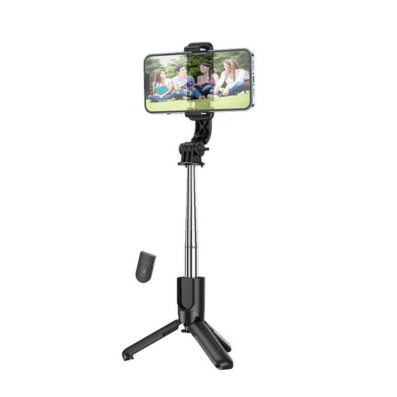 Selfie stick Hoco K17 tripod z pilotem Bluetooth - czarny
