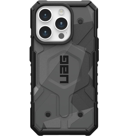 Etui Urban Armor Gear do iPhone 15 Pro, Pathfinder MagSafe Geo Camo, szare