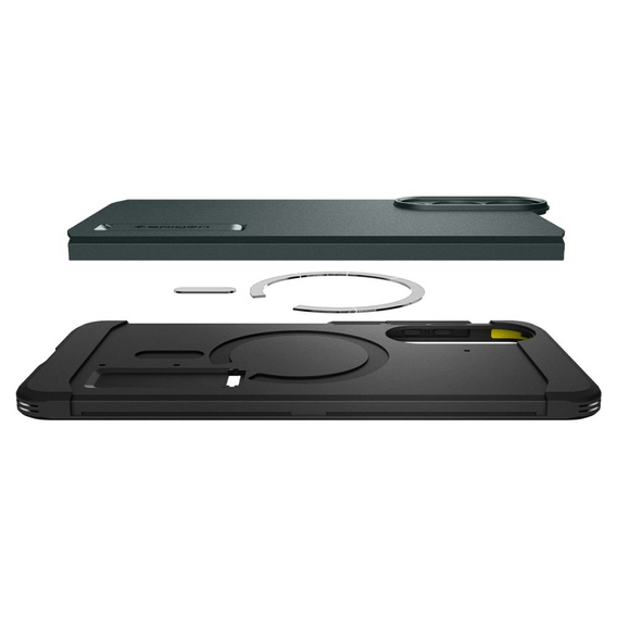 Etui Spigen do Samsung Galaxy S25 Edge, Tough Armor MagSafe, zielone + Szkło Hartowane 9H