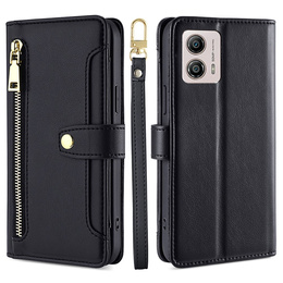 Etui z klapką do Motorola Moto G53 5G/ G23 4G/ G13 4G, Wallet Zipper Pocket, czarne