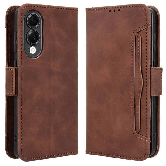Etui z klapką do Samsung Galaxy S25 Edge, Card Slot, brązowe