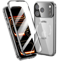 Etui do iPhone 17 Pro, Magnetic Dual Glass, do MagSafe, srebrne