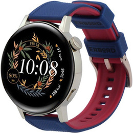 Pasek Silikonowy ERBORD Uniwersalny 20mm, Dual Color, niebieski / czerwony / różowo złota