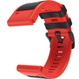 Pasek Silikonowy Quickfit 22mm do Garmin, Czarny / Czerwony