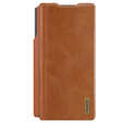 Etui z klapką NILLKIN do Samsung Galaxy Z Fold7, CamShield Qin Pro, skórzane z rysikiem, brązowe