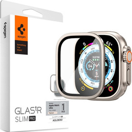 Szkło Hartowane SPIGEN GLAS.TR SLIM PRO do Apple Watch Ultra 1/2/3 49mm, z ramką, Tytanowe / Szare