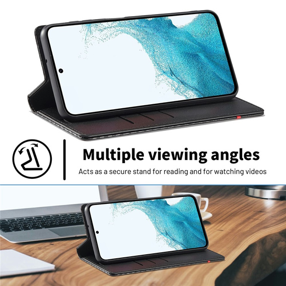 Etui z klapką do Samsung Galaxy S25 FE, Carbon LC.IMEEKE, czarne