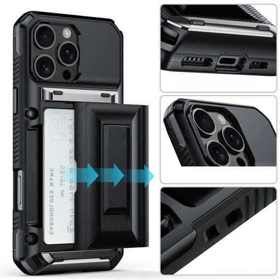 Etui do iPhone 16 Pro Max, Card Holder, czarne