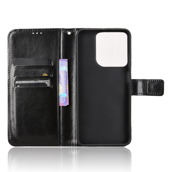 Etui z klapką do Motorola Moto G15 / Motorola Moto G15 Power, Crazy Horse Wallet, czarne