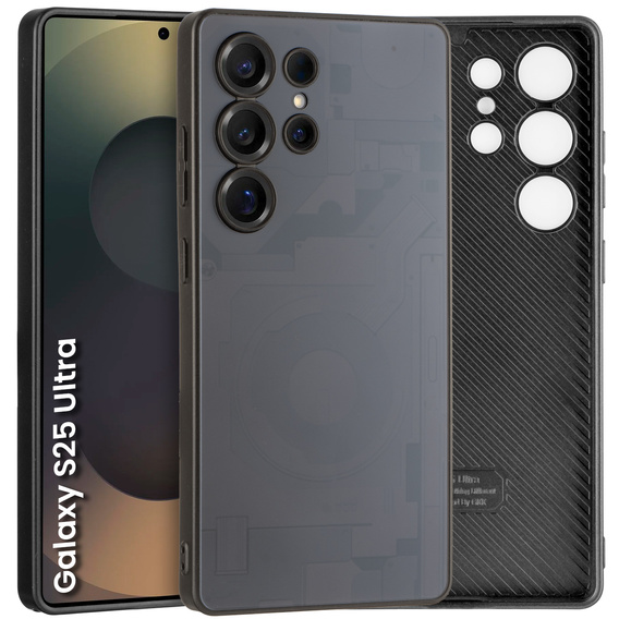 Etui do Samsung Galaxy S25 Ultra, Matte Case z wzorem wnętrza telefonu, czarne
