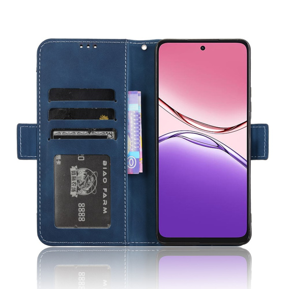 Etui z klapką do Oppo A5 Pro 5G, Card Slot, granatowe