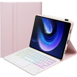 Etui z podświetlaną klawiaturą bluetooth touchpad do Xiaomi Pad 6 / 6 Pro, Różowe
