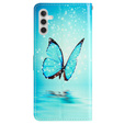 Etui z klapką do Samsung Galaxy A25 5G, Wallet, Butterfly, niebieskie + szkło 9H