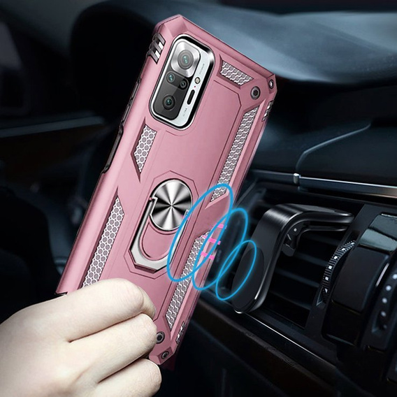 Etui pancerne do Xiaomi Redmi Note 10 Pro, Nox Case Ring, różowe rose gold