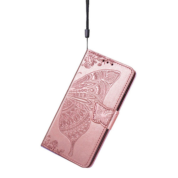 Etui z klapką do Samsung Galaxy A16 / A16 5G, Butterfly, różowe rose gold