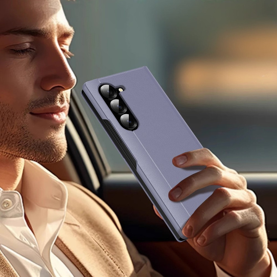 Etui z klapką do Samsung Z Fold6 5G, Smart View Wallet, lawendowe