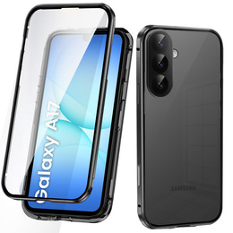 Etui do Samsung Galaxy A17 5G, Magnetic Dual Glass, przezroczyste z czarnymi rantami