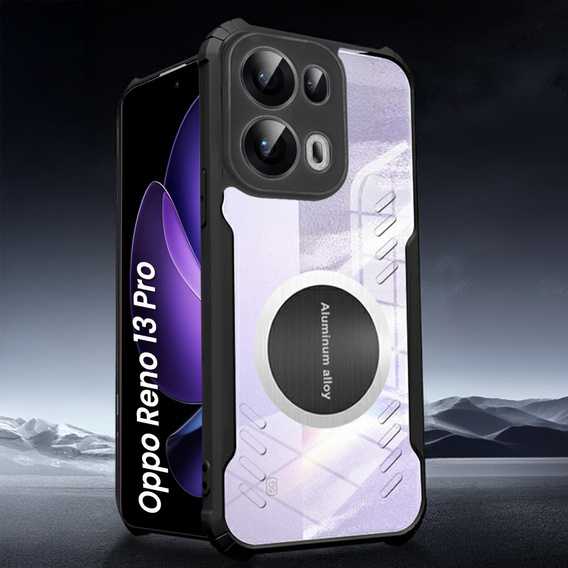 Etui do Oppo Reno 13 Pro, z blaszką magnetyczne, przezroczyste / czarne