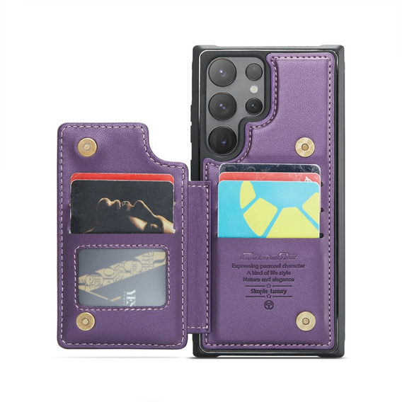 Etui z klapką CASEME do Samsung Galaxy S25 Ultra, Litchi Wallet, fioletowe