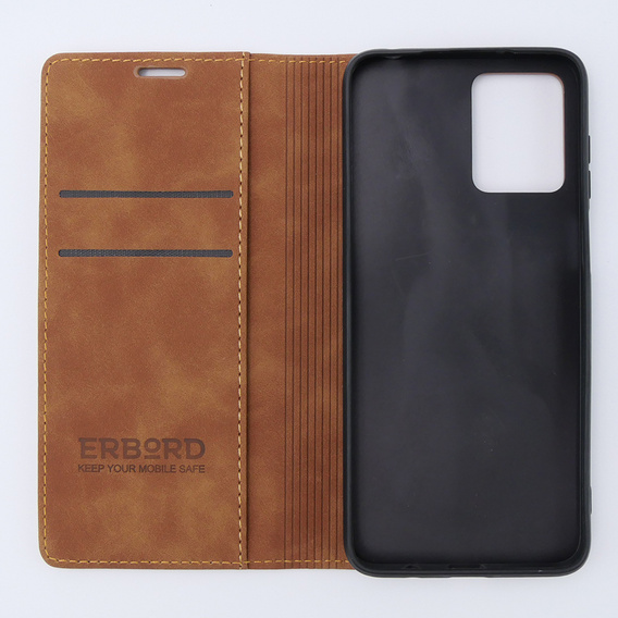 Etui do Motorola Moto G13/ G23 4G, ERBORD Vintage portfel z klapką, brązowe