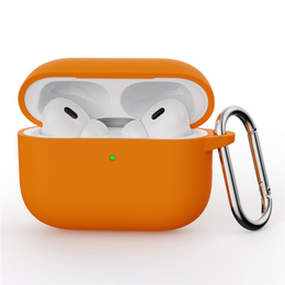 Etui silikonowe do AirPods Pro 3 z karabińczykiem, pomarańczowe