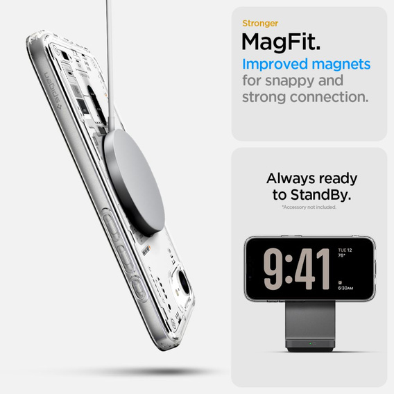 Etui z MagSafe Spigen do iPhone 16E, Ultra Hybrid, Neo One, Szare
