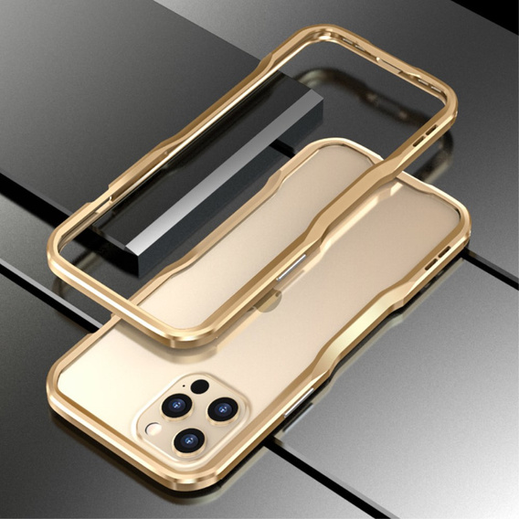 Bumper LUPHIE do iPhone 12 / 12 Pro, metalowa ramka, złota