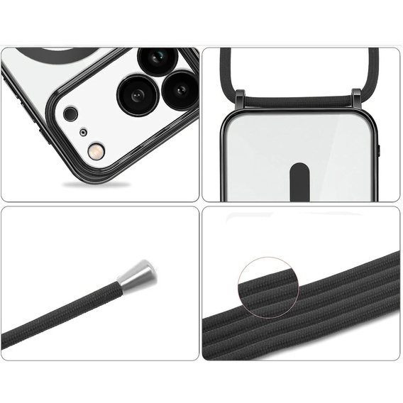 Etui do iPhone 17 Pro Max, Electro MagSafe, czarne + Smycz