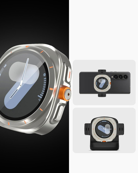2w1 Etui + Szkło Hartowane do Samsung Galaxy Watch 6 40mm, Tytanowe złoto