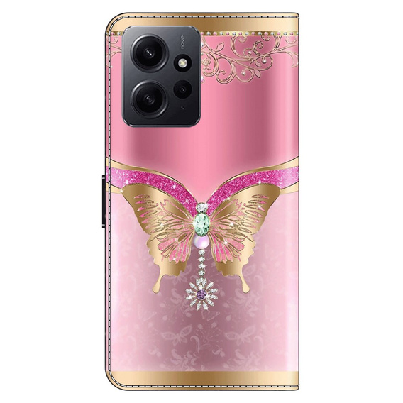 Etui z klapką do Xiaomi Redmi Note 12 4G, Wallet, Butterfly różowe
