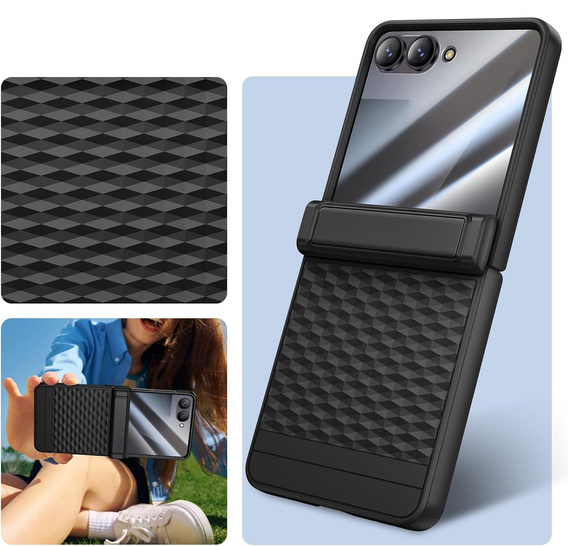 Etui do Samsung Galaxy Z Flip7 5G, PC Case, ze szkłem, czarne
