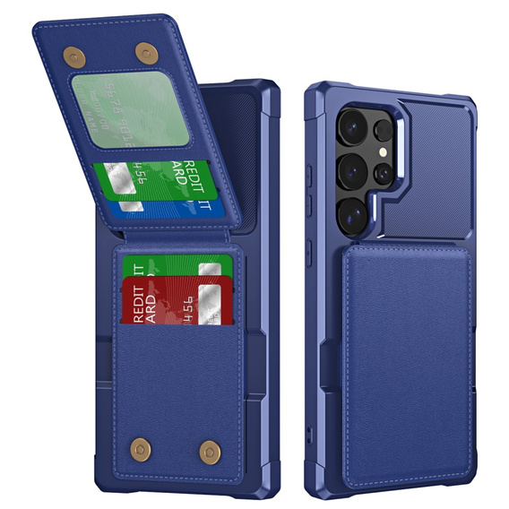 Etui do Samsung Galaxy S25 Ultra, Card Holder Kickstand, granatowe